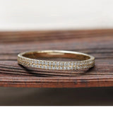 Double Row Half Eternity Pave Set Wedding Band in 18K Yellow Gold