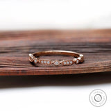 Front view geometric moissanite halfway wedding band