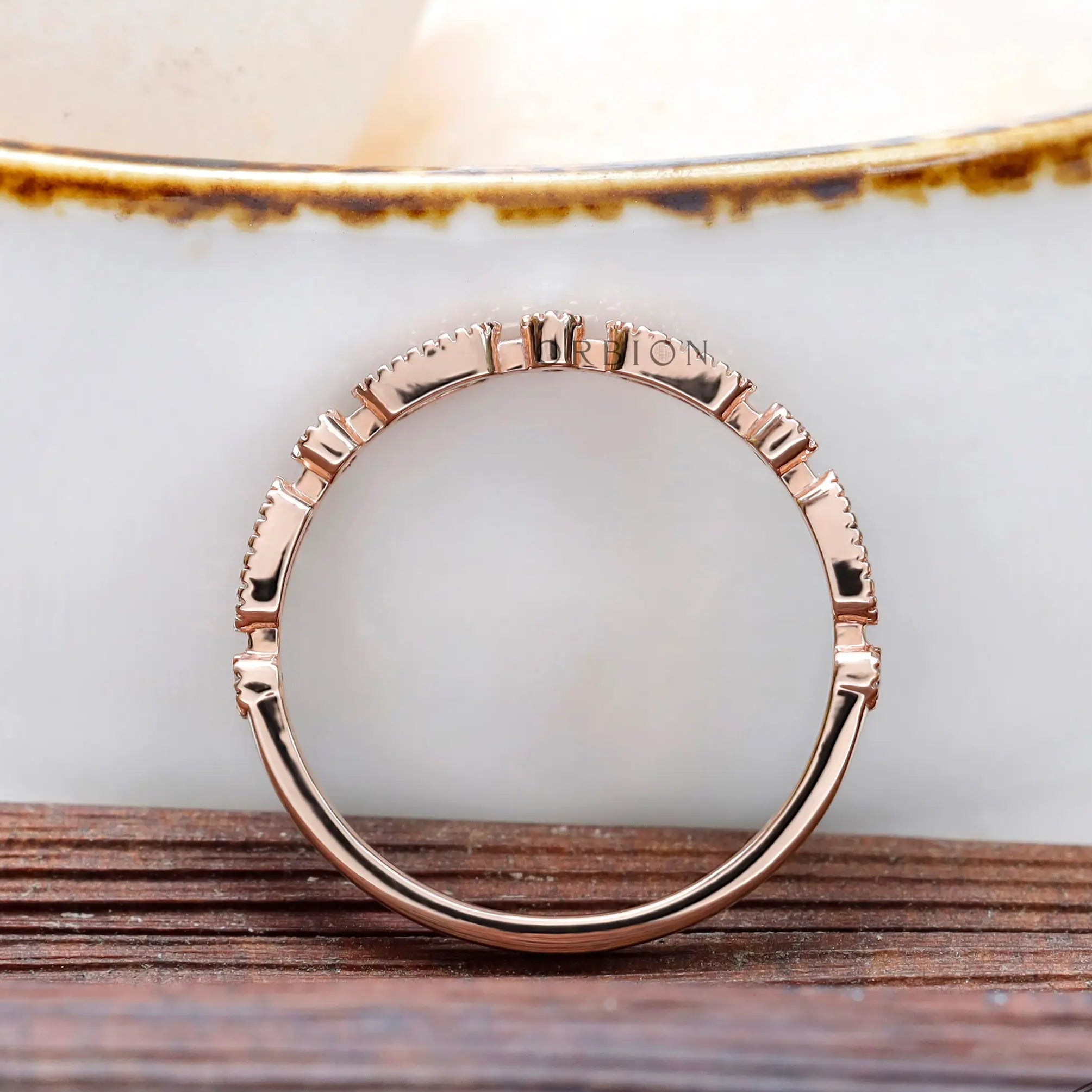 Top-down view highlighting halfway moissanite setting