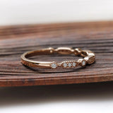 Minimalist Geometric Moissanite Half Way Studded Wedding Band In 18K Rose Gold
