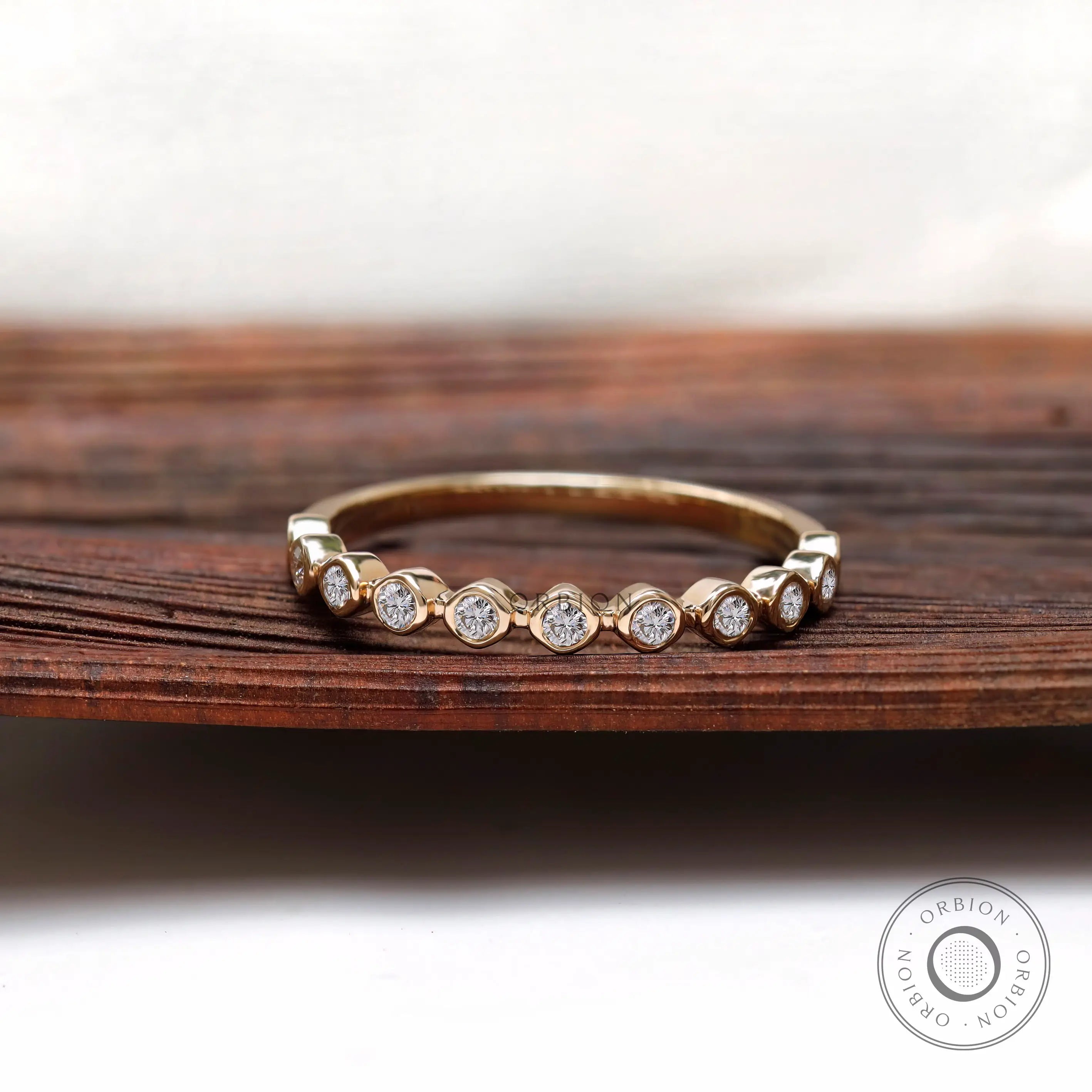 Bubble Wedding Band in Yellow Gold Front View