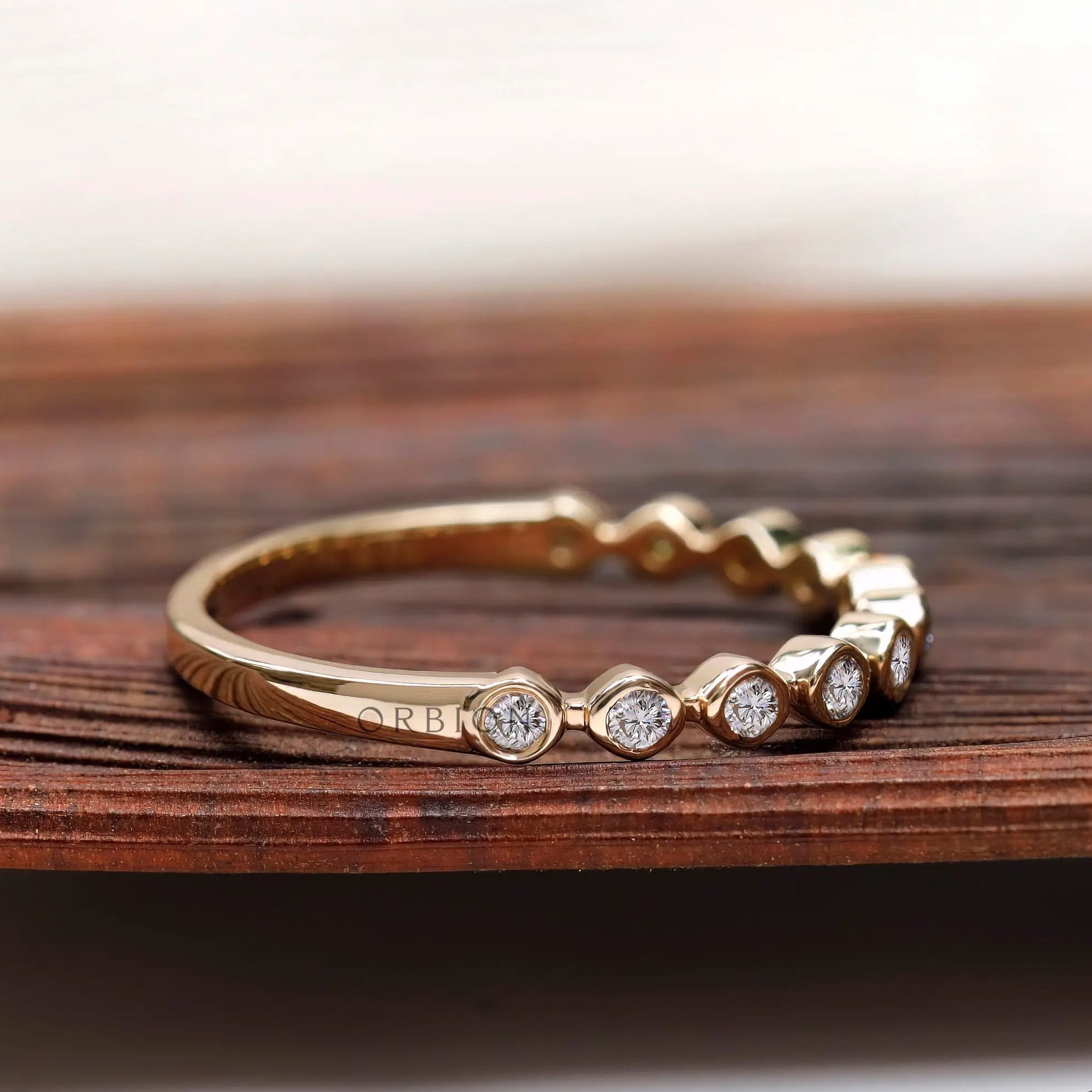 Floating Eternity Bubble Band Showing Round Moissanite Stones