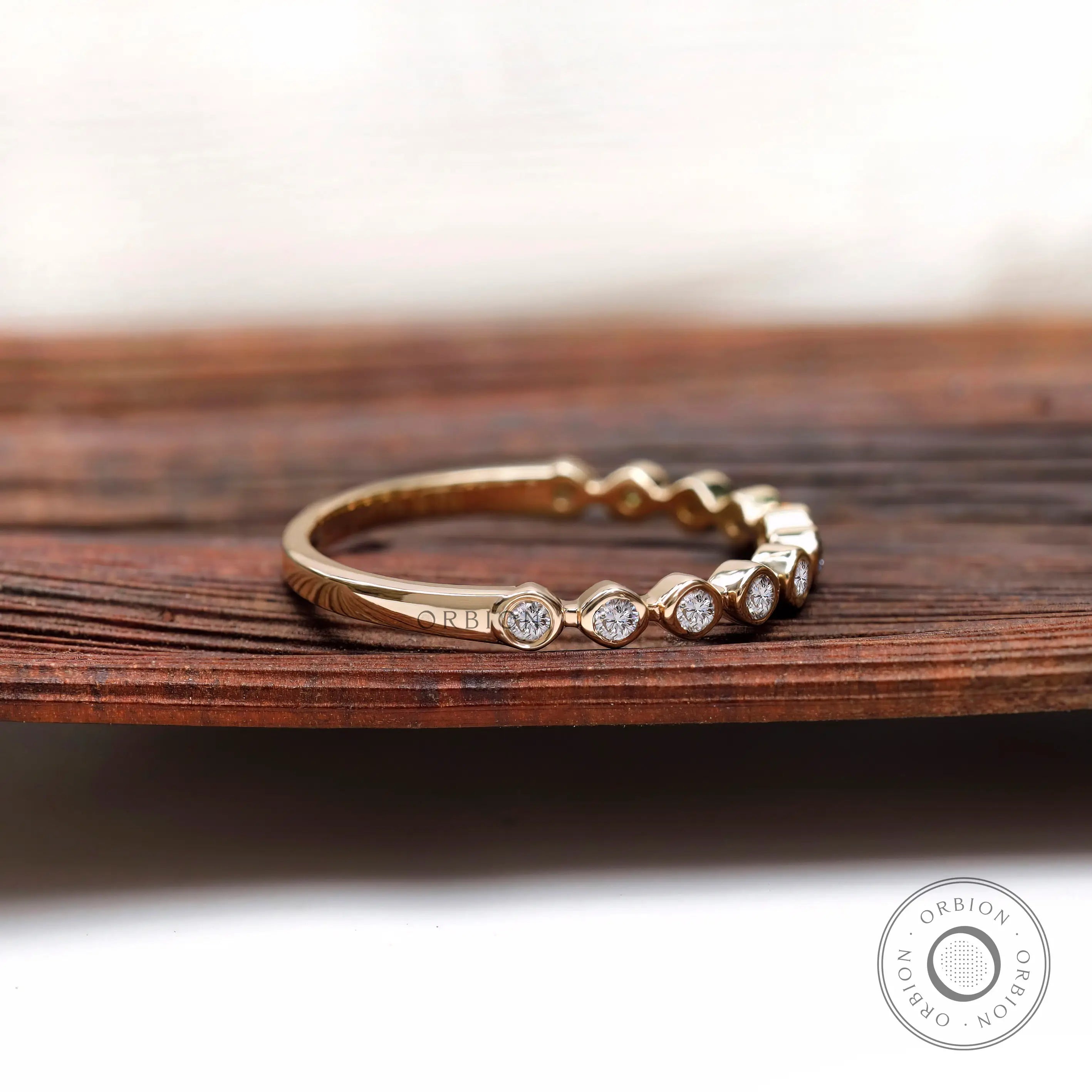 Floating Eternity Bubble Band Showing Round Moissanite Stones
