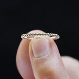 Classic Beaded Ball Gold Dotted Dainty Wedding Band in 10K Yellow Gold