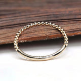 Classic Beaded Ball Gold Dotted Dainty Wedding Band in 10K Yellow Gold