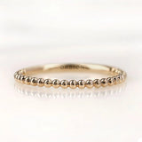 Classic Beaded Ball Gold Dotted Dainty Wedding Band in 10K Yellow Gold