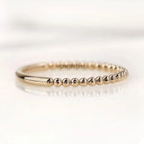 Classic Beaded Ball Gold Dotted Dainty Wedding Band in 10K Yellow Gold