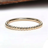 Classic Beaded Ball Gold Dotted Dainty Wedding Band in 10K Yellow Gold
