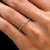 Minimal hexagon moissanite diamond band styled as wedding stacking ring