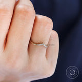 Close up of small round moissanite chevron detail