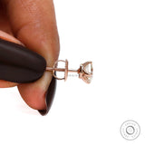 5 MM Old Mine Cut Cushion Moissanite Earrings, 14k Solid Rose Gold Ear Studs, Vintage Style Earrings, Dainty Earrings For Gifting Purpose