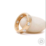 Diamond Full Eternity Wedding Band, 5 MM Wide Moissanite Band, Diamond Band Ring Women, Distance Diamond Band, Matt Gold Wedding Band