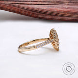 1.0 CT Pear Shaped Lab Grown Diamond Halo Engagement Ring, Unique 14K Solid Gold Vintage Style Ring, Antique Pear Diamond Ring