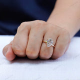 Old Mine Cut Pear Moissanite Ring, Solitaire Pear Engagement Ring, Unique Vintage Style Ring, Georgian Ring, Claw Prong Ring, 14k Gold Rings