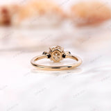 Three Stone Engagement Ring, Three Stone Moissanite Ring, OEC Moissanite Ring, Black And White Stone Ring, 14k Gold Vintage Ring