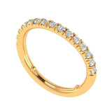 Lab Grown Diamond Curved Nesting Wedding Band, 14k Yellow Gold Half Eternity Stackable Band, Matching Chevron Band, Minimalist Contour Ring