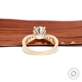 2.5 TCW Round Brilliant Cut Lab Grown Diamond/Moissanite Channel Set Diamond Engagement Ring,  Diamond Accent Band Ring, Wedding Rings Women