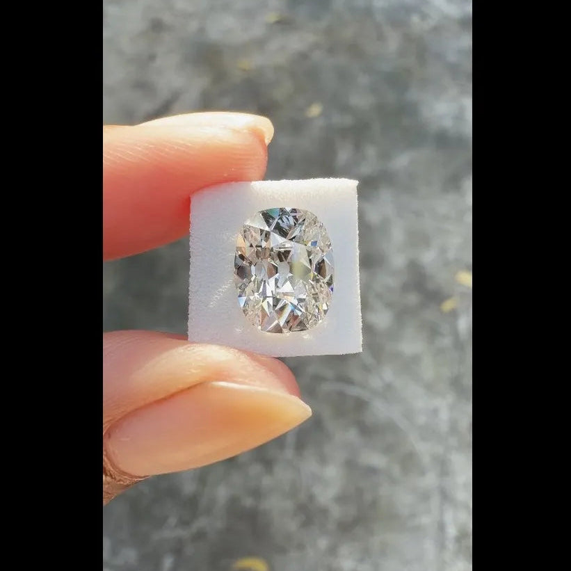 3.20 ct antique elongated cushion lab grown diamond loose, old mine cut