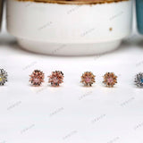 Sophisticated Floral Jewelry: Lotus Inspired Lab Diamond Earrings with a Touch of Blue, Inspired by the Majestic Lotus Bloom