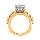 Antique Cut Lab Diamond/Moissanite Wedding Ring Set in Two Tone 18k Gold Tulip Set Hidden Halo Engagement Ring With Curved Euro Shank Band