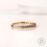 Half Eternity Moissanite Band, Art Deco Stacking Ring, 14k Gold Milgrain Wedding Band, Vintage Wedding Band, Bezel Band Ring, Dainty Ring