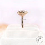 OMC Heart Moissanite Hidden Halo Engagement Closed Basket Bezel Ring 10K Gold Georgian Ring Unique Promise Ring 1 Year Anniversary Gift