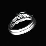 Round Moissanite With Twisted Band Ring, Round Emerald Half Eternity Stacking Band, Bridal Ring Set, Wedding Ring Set, Gift for Her