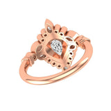 Rose Cut Pear Moissanite Art Deco Ring in 14K Rose Gold, Vintage Style Milgrain Ring, Engagement Ring For Women, Anniversary Ring