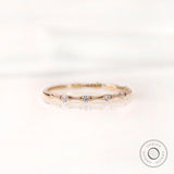 Modern Style Minimalist Bamboo Ring, 14K Solid Gold Stacking Moissanite Wedding Band Women, Dainty Thin Gold Nature Inspired ring