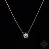 Floral Round Cut Lab Grown Diamond Necklace, 10k/14k/18k Solid Gold Pendant Chain Necklace, Dainty Diamond Necklace For Women, Gift For Her