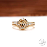 Oval Champagne Moissanite Ring Set, Oval Engagement Ring With Matching Band, Bridal Ring Set, Wedding Ring Set, Classic Curved Matching Band