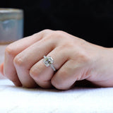 Krupp Cut Emerald Shaped Moissanite Ring, Emerald Cut Engagement Ring, Art Deco Ring, Vintage Ring Gold, Double Claw Prong, 3Ct Antique Ring