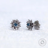Sophisticated Floral Jewelry: Lotus Inspired Lab Diamond Earrings with a Touch of Blue, Inspired by the Majestic Lotus Bloom
