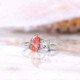 Toi Et Moi Engagement Ring Lab Diamond Double Stone Ring Real Lab Grown Diamond Ring Pear & Princess Ring, Elegant Color Diamond Ring