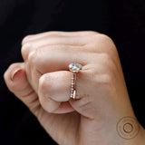 Round Brilliant Cut Moissanite Ring With Matching Band, Engagement Ring Set, Bridal Ring Set, Wedding Ring Set, Half Eternity Bubble Band