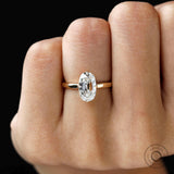 OMC Bar Culet Elongated Cushion Lab Diamond Engagement Ring in 14k Yellow Gold Compass Setting 2 Carat Antique Cut Lab Grown Diamond Ring