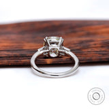 3 CT Old Mine Elongated Cushion GHI Moissanite Engagement Ring, White Gold Three Stone Ring, Baguettes Side Stone, Vintage Solitaire Ring