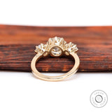 Georgian Inspired Moissanite Engagement Ring - Vintage Elegance in Yellow Gold, Three stone Moissanite Ring, Handmade Ring, Promise Ring