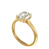 2.50 CT Krupp & Old Mine Emerald Cut Hybrid Moissanite Ring, 14K Yellow Gold Twin Claw Prongs Engagement Ring, Unique Wedding Ring