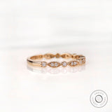 Milgrain Art Deco Wedding Band For Women, Half Eternity Vintage Diamond Band, Dainty Minimalist Band Ring, Anniversary Band For Her