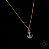 Sea Anchor Boaters Necklace Mariners Nautical Theme Bling Anchor and Rope Pendant  Lab Diamond Solid Gold Anchor Charm Pendant Necklace