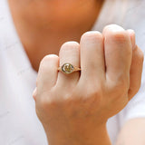 OEC Champagne Moissanite Ring, Champagne Bezel Ring, Signet Ring Ladies, Vintage Statement Ring, Yellow Gold Engagement Ring, Old Cut Rings