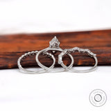 Marquise Lab Grown Diamond Engagement Trio Ring Set IGI Certified 14k White Gold Bridal Ring Set Solitaire Ring With Stacking Bands