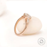 Old Cut Three Stone Ring, Three Stone Engagement Ring, OEC Moissanite Ring, 14k Rose Gold Rings, Cathedral Rings, Anniversary Gift For Her