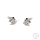 Contemporary Flying Angel Ear Stud, Angel Wing Earrings, Lab Grown Diamond Earrings, White Gold Stud, Dainty Stud Earrings, Leaf Earrings