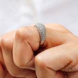 Dome Pave Set Lab Grown Diamond Cocktail Ring 14k White Gold Icedout Diamond Bombe Ring Estate Diamond Statement Ring Unique Wedding Ring