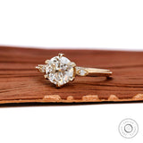 OEC Moissanite Engagement Ring, Antique Style Three Stone Ring, Vintage Solitaire Ring, Georgian Style Ring, Solid 14k Yellow Gold Ring