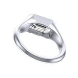 Emerald Cut Moissanite Signet Ring, Mens East West Ring, Mens Signet Ring, 14K Unplated White Gold Ring, Mens Bezel Moissanite Ring