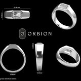 Emerald Step Cut Lab Diamond Signet Ring, Unique East West Setting Men's Ring in 14k White Gold, Mens Diamond Ring