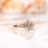 Champagne Moissanite Ring, Georgian Ring for Her, Unique Engagement Ring, Old Cut Three Stone Ring, Claw Prong Ring, Vintage Promise Ring
